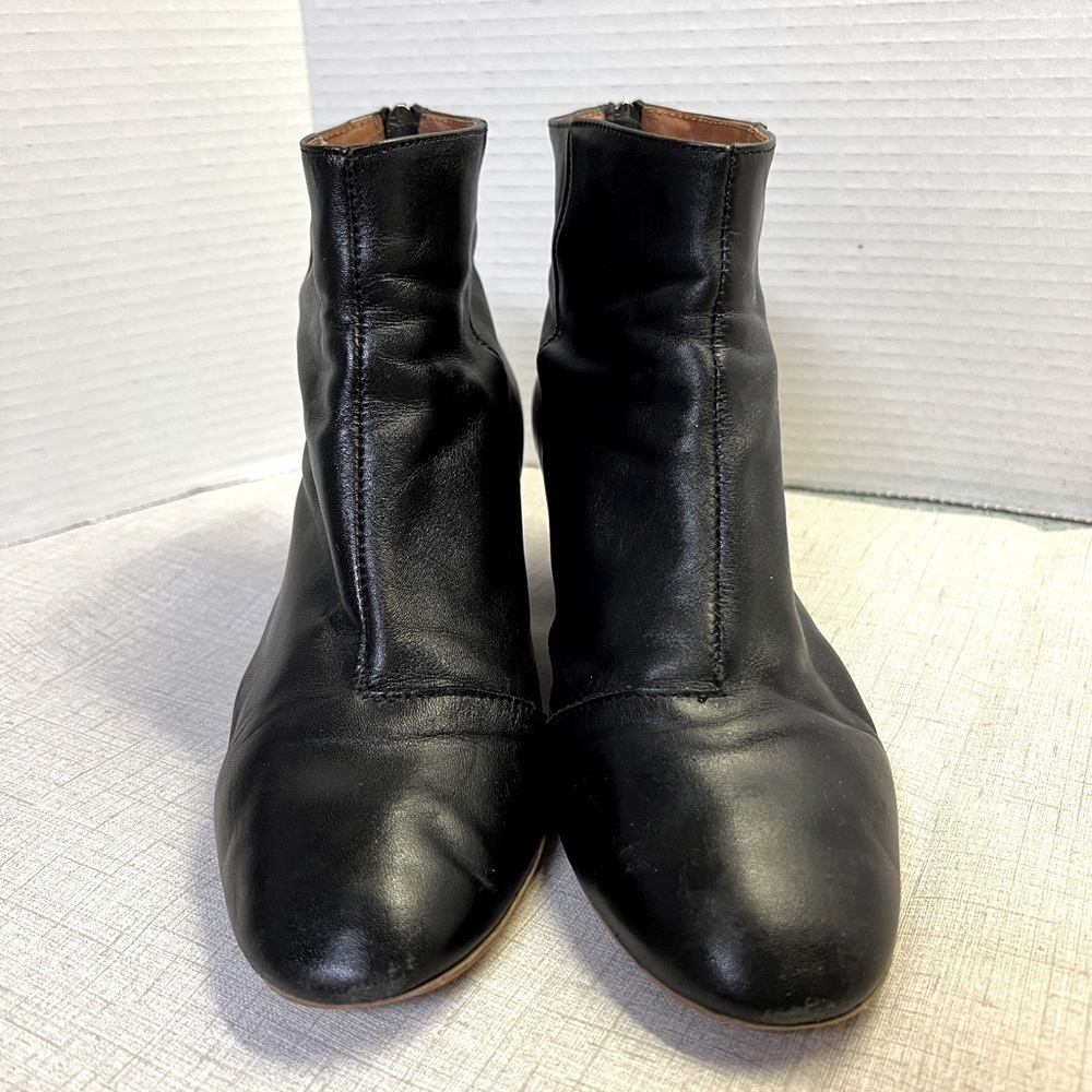 Black leather JUSTIN REECE England block heel boots size EU 39 US 8